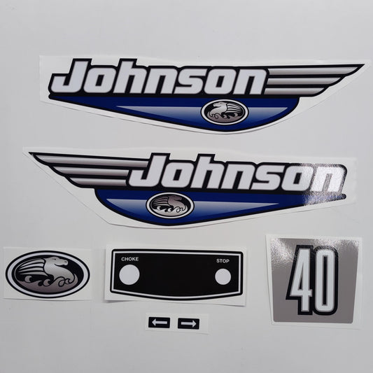 Johnson 40 Outboard (1992 - 2000) Blue Aftermarket Decal / aufkleber / adesivo / Sticker Set