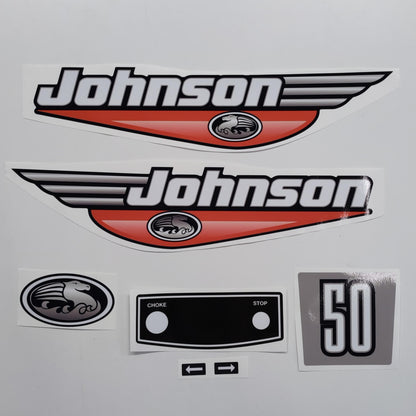 Johnson 50 Outboard (1992 - 2000) Red Aftermarket Replacement Decal / aufkleber / adesivo / Sticker Set