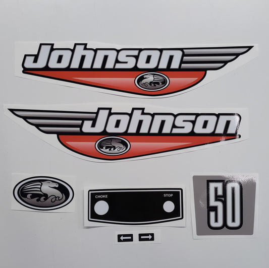Johnson 50 Outboard (1992 - 2000) Red Aftermarket Replacement Decal / aufkleber / adesivo / Sticker Set