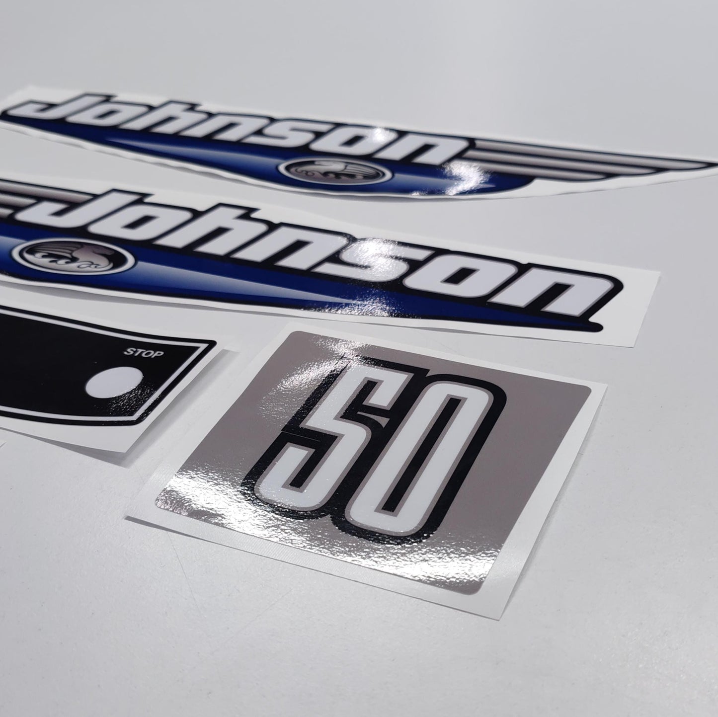 Johnson 50 Outboard (1992 - 2000) Blue Aftermarket Replacement Decal / aufkleber / adesivo / Sticker Set