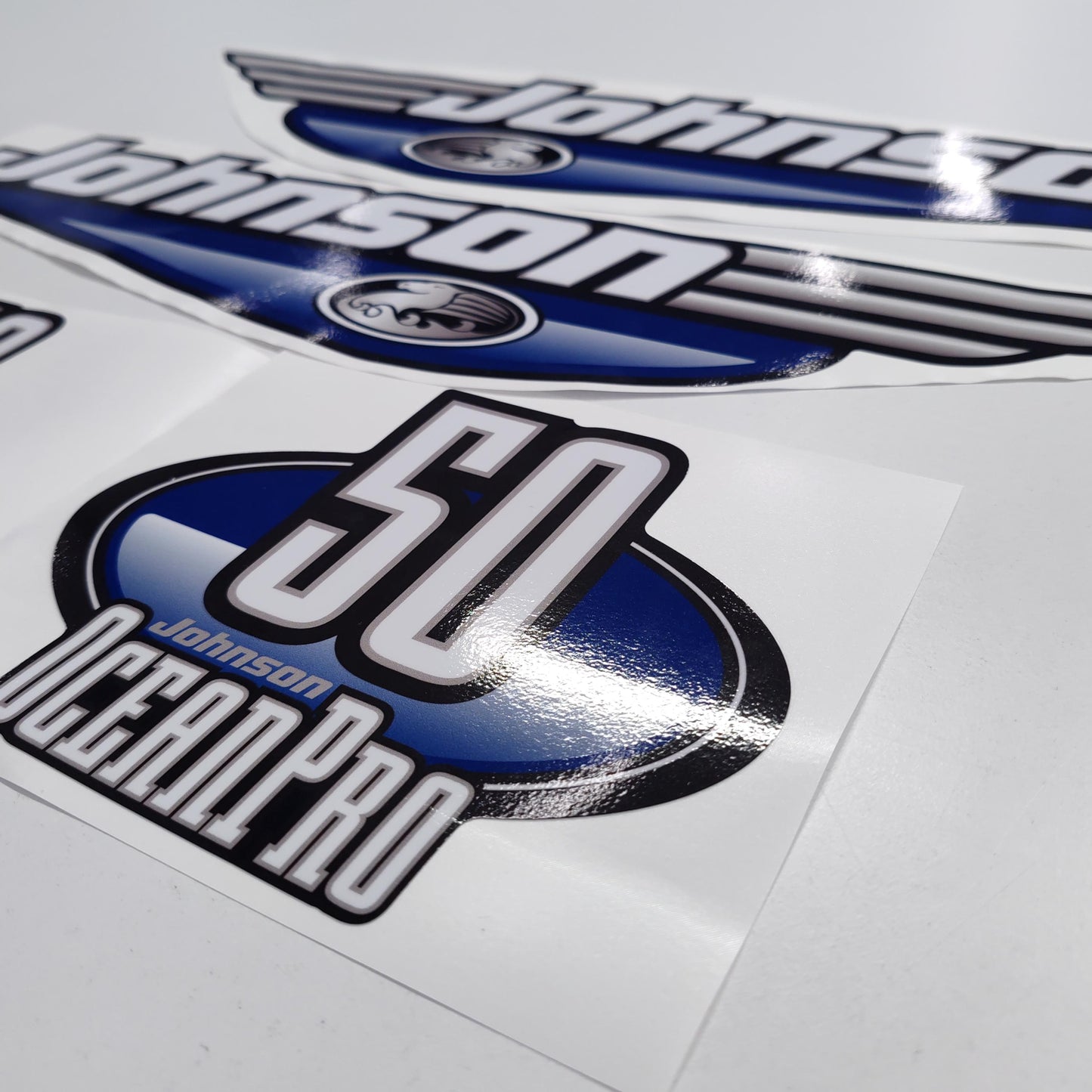 Johnson 50 OceanPro Outboard (1992 - 2000) Blue Aftermarket Replacement Decal / aufkleber / adesivo / Sticker Set
