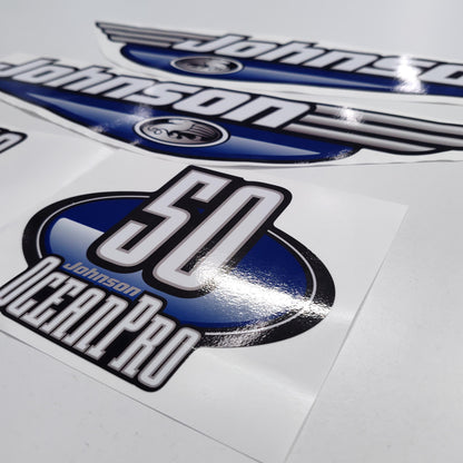 Johnson 50 OceanPro Outboard (1992 - 2000) Blue Aftermarket Replacement Decal / aufkleber / adesivo / Sticker Set