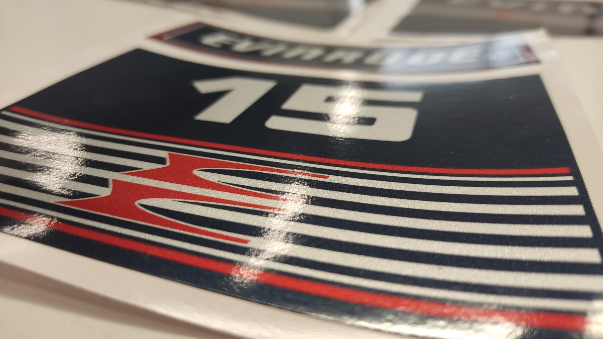 Evinrude 15 (1989-1991) aftermarket replacement decal / aufkleber / adesivo / sticker set