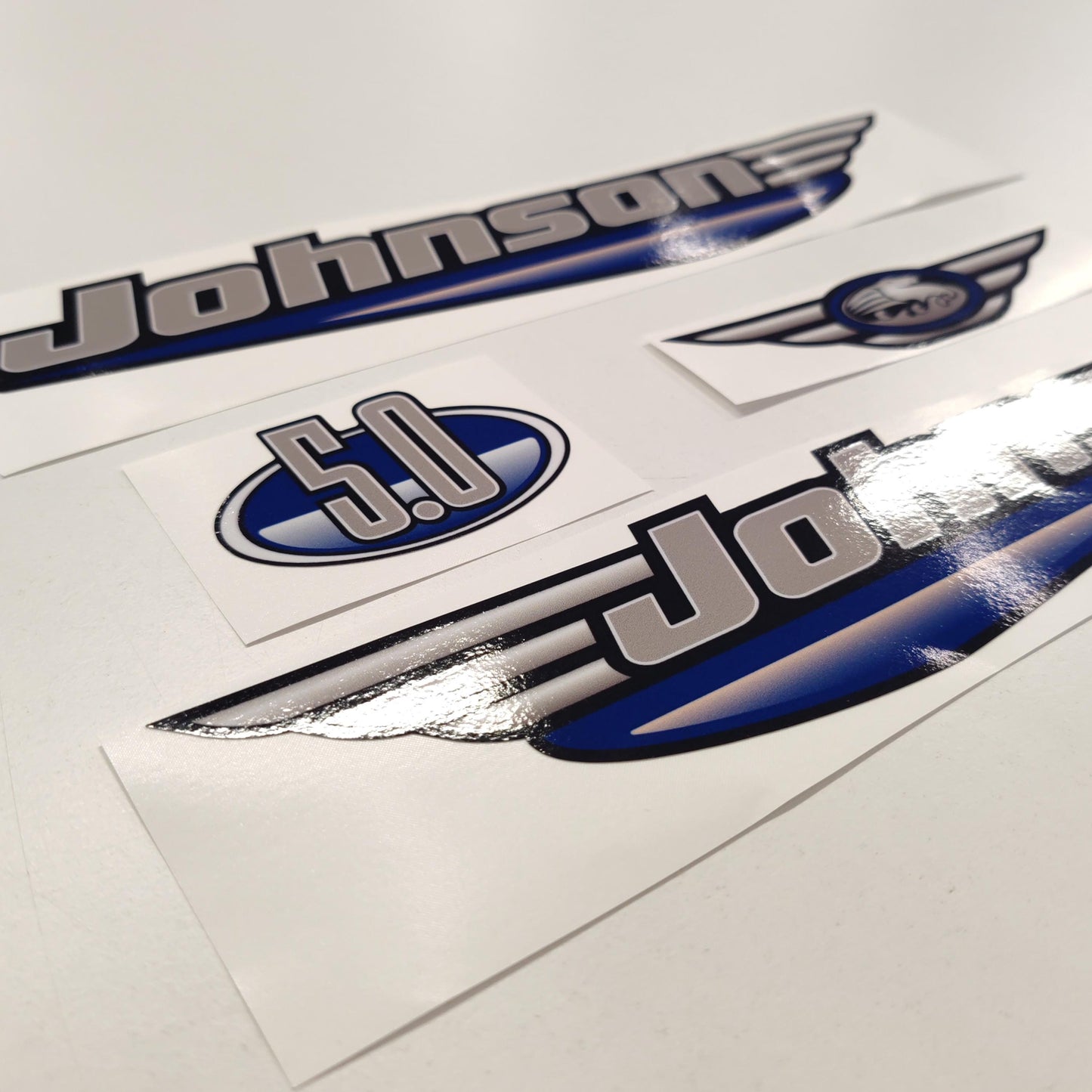 Johnson 5.0 Outboard (1992 - 2000) Blue Aftermarket Decal / aufkleber / adesivo / Sticker Set