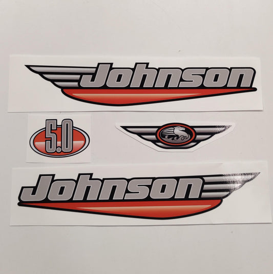 Johnson 5.0 Outboard (1992 - 2000) Red Aftermarket Decal / aufkleber / adesivo / Sticker Set