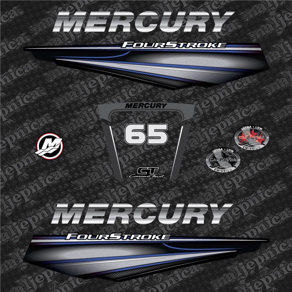 Mercury 65 Four Stroke (2013+) BLUE Aftermarket Replacement Outboard Decals / sticker set