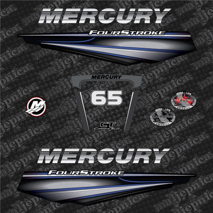 Mercury 65 Four Stroke (2013+) BLUE Aftermarket Replacement Outboard Decals / sticker set