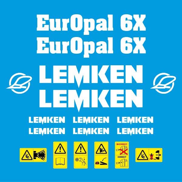 Lemken EurOpal 6X Plow Pflug Aftermarket Replacement decals / aufkleber / adesivo / sticker set