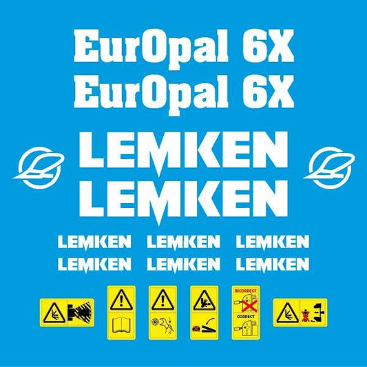 Lemken EurOpal 6X Plow Pflug Aftermarket Replacement decals / aufkleber / adesivo / sticker set