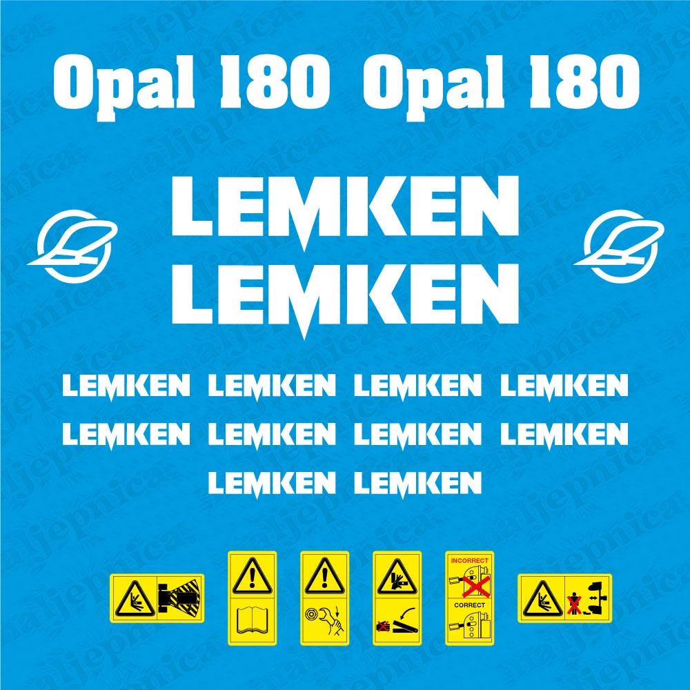 Lemken Opal 180 Plow Pflug Aftermarket Replacement decals / aufkleber / adesivo / sticker set