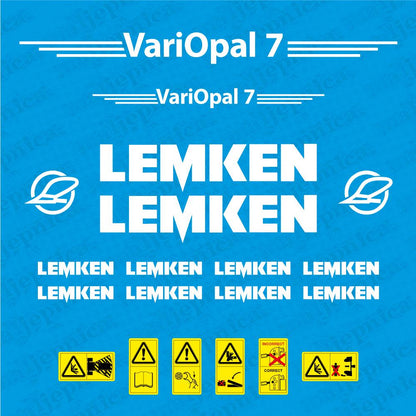Lemken Vari-Opal 7 Plow Pflug Aftermarket Replacement decals / aufkleber / adesivo / sticker set