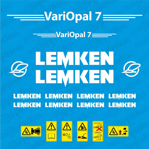 Lemken Vari-Opal 7 Plow Pflug Aftermarket Replacement decals / aufkleber / adesivo / sticker set