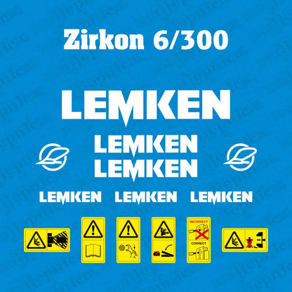 Lemken Zirkon 6/300 Plow Pflug Aftermarket Replacement decals / aufkleber / adesivo / sticker set