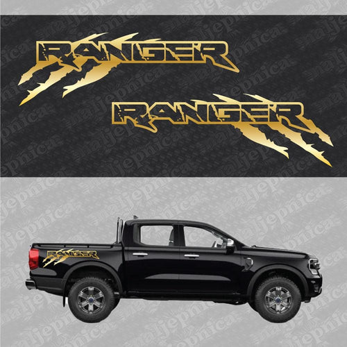 Aftermarket Replacement Decals to fit Ford Ranger CLAW Gold for Truck Bed Side 2pcs / Sticker Set