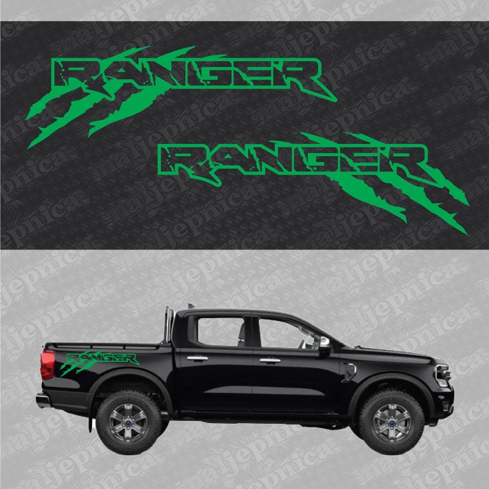 Aftermarket Replacement Decals to fit Ford Ranger CLAW Green for Truck Bed Side 2pcs / Sticker Set