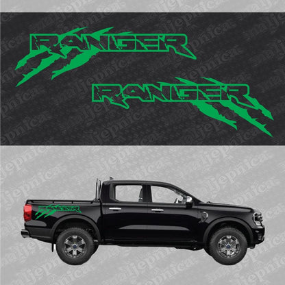 Aftermarket Replacement Decals to fit Ford Ranger CLAW Green for Truck Bed Side 2pcs / Sticker Set