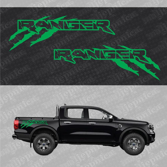 Aftermarket Replacement Decals to fit Ford Ranger CLAW Green for Truck Bed Side 2pcs / Sticker Set