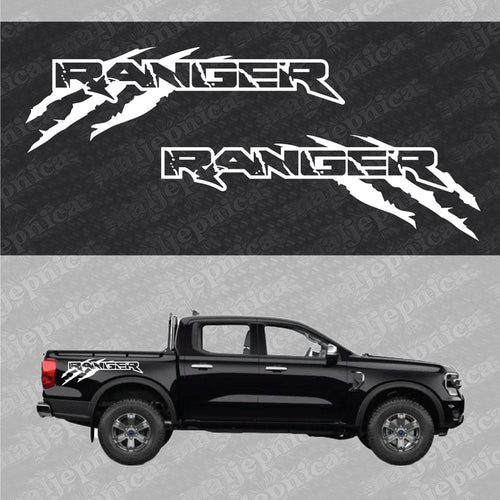 Aftermarket Replacement Decals to fit Ford Ranger CLAW White for Truck Bed Side 2pcs / Sticker Set