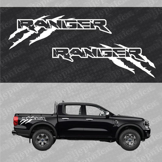 Aftermarket Replacement Decals to fit Ford Ranger CLAW White for Truck Bed Side 2pcs / Sticker Set