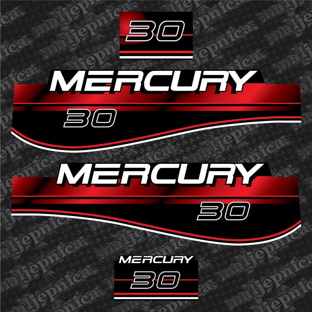 Mercury 30 Aftermarket Replacement Decals 1994-1998 Outboard sticker set