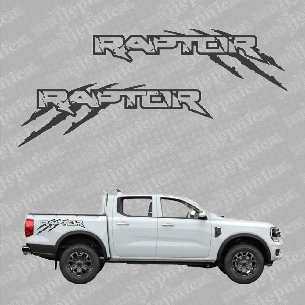 Aftermarket Replacement Decals to fit Ford Raptor CLAW Graphite for Truck Bed Side 2pcs / Sticker Set