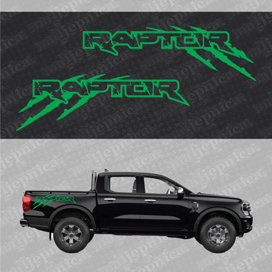 Aftermarket Replacement Decals to fit Ford Raptor CLAW Green for Truck Bed Side 2pcs / Sticker Set