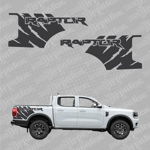 Aftermarket Replacement Decals to fit Ford Raptor FANG Graphite for Truck Bed Side 2pcs / Sticker Set