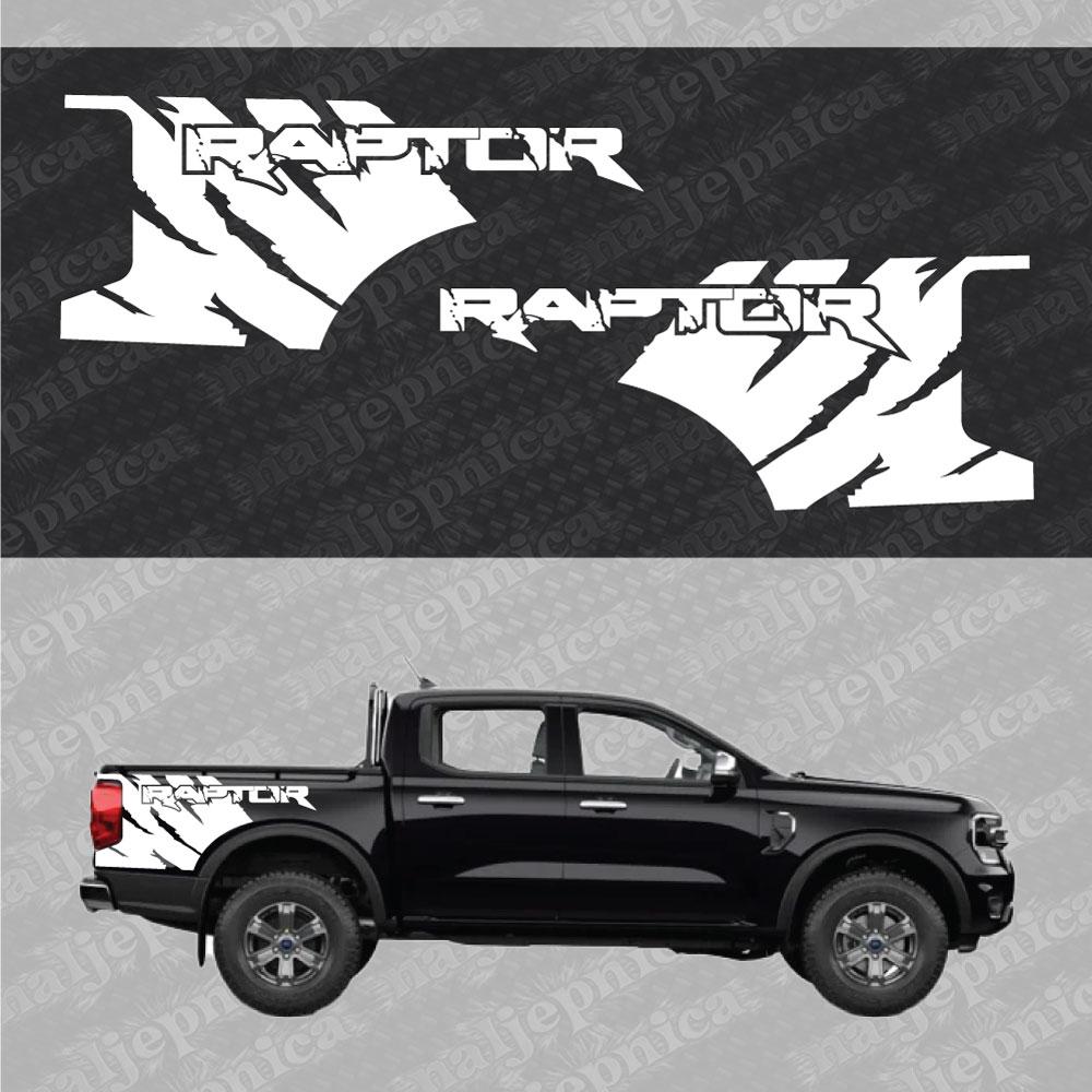 Aftermarket Replacement Decals to fit Ford Raptor FANG White for Truck Bed Side 2pcs / Sticker Set