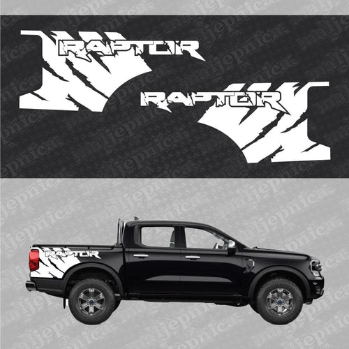 Aftermarket Replacement Decals to fit Ford Raptor FANG White for Truck Bed Side 2pcs / Sticker Set