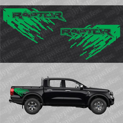 Aftermarket Replacement Decals to fit Ford Raptor MUD Green for Truck Bed Side 2pcs / Sticker Set