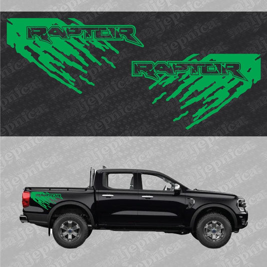 Aftermarket Replacement Decals to fit Ford Raptor MUD Green for Truck Bed Side 2pcs / Sticker Set