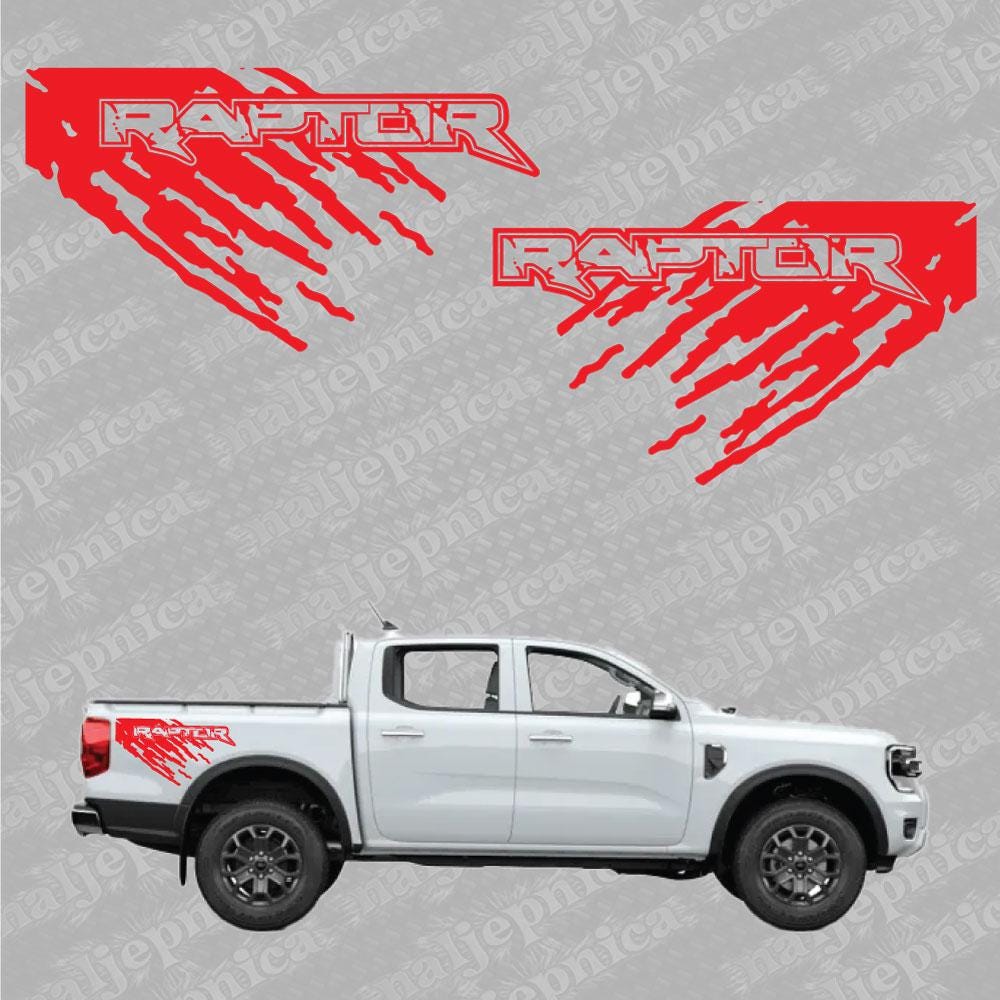 Aftermarket Replacement Decals to fit Ford Raptor MUD Red for Truck Bed Side 2pcs / Sticker Set