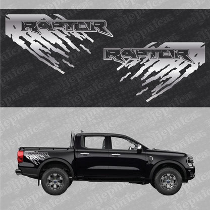Aftermarket Replacement Decals to fit Ford Raptor MUD Silver for Truck Bed Side 2pcs / Sticker Set