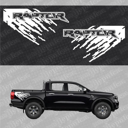 Aftermarket Replacement Decals to fit Ford Raptor MUD White for Truck Bed Side 2pcs / Sticker Set