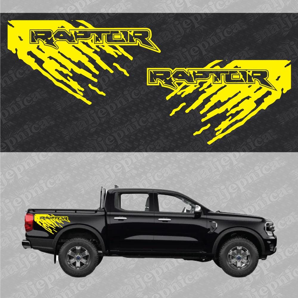 Aftermarket Replacement Decals to fit Ford Raptor MUD Yellow for Truck Bed Side 2pcs / Sticker Set