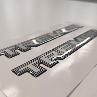 Tremor 3D Aftermarket Replacement Decals for Truck Bed Side 2pcs / Sticker Set / Silver