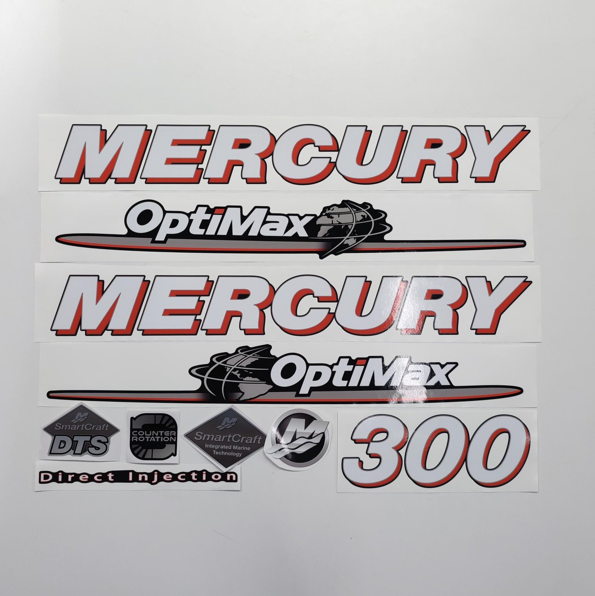 Mercury 300 OptiMax 2006-2012 Direct Injection Aftermarket Replacement Outboard Decal Sticker Set