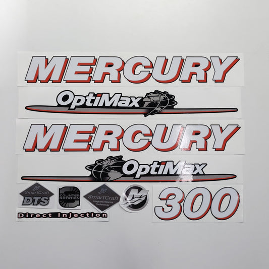 Mercury 300 OptiMax 2006-2012 Direct Injection Aftermarket Replacement Outboard Decal Sticker Set