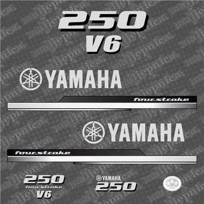 Yamaha 250 Four Stroke 2010 V6 Aftermarket Replacement Outboard Decal Sticker Set
