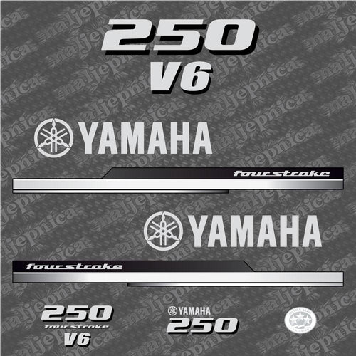 Yamaha 250 Four Stroke 2010 V6 Aftermarket Replacement Outboard Decal Sticker Set
