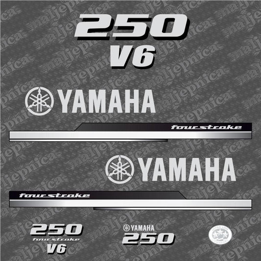 Yamaha 250 Four Stroke 2010 V6 Aftermarket Replacement Outboard Decal Sticker Set