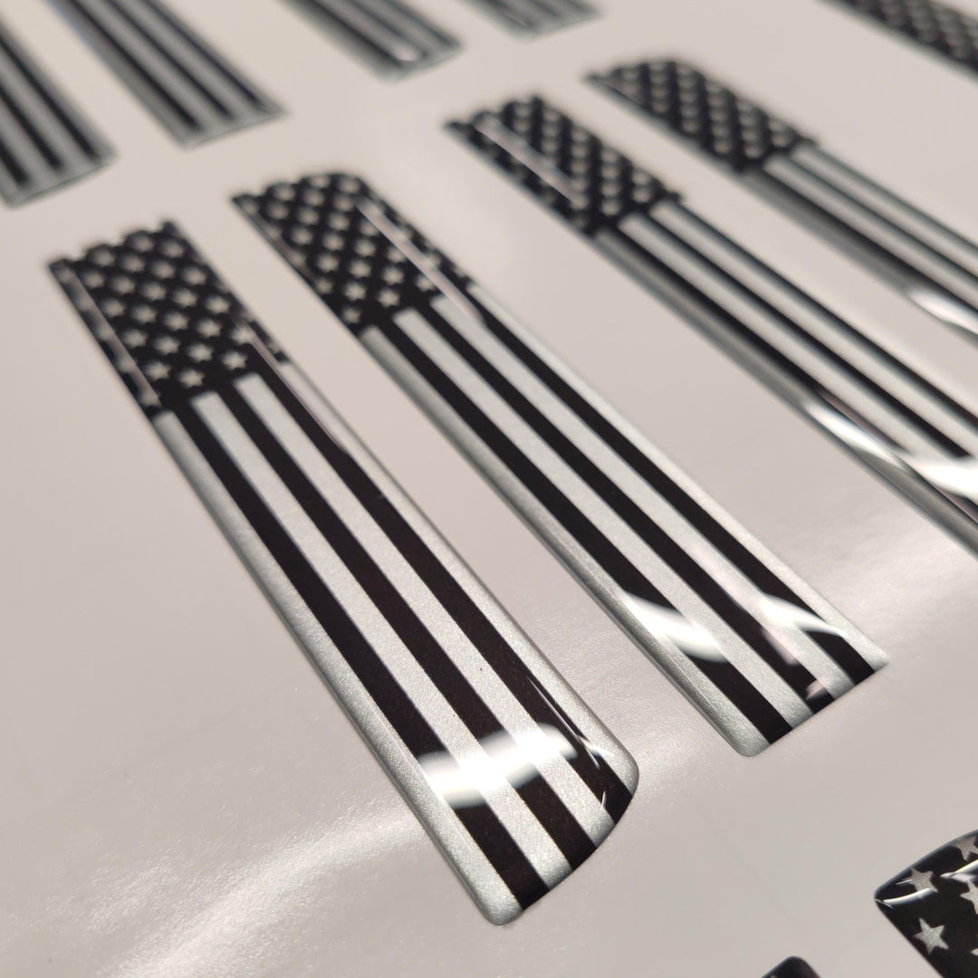 Tremor 3D Aftermarket Replacement Fender Decals for 2023 and 2024 Ford F250 or F350 Domed Decal 2pcs / Silver Resin Set / USA Flag Gray