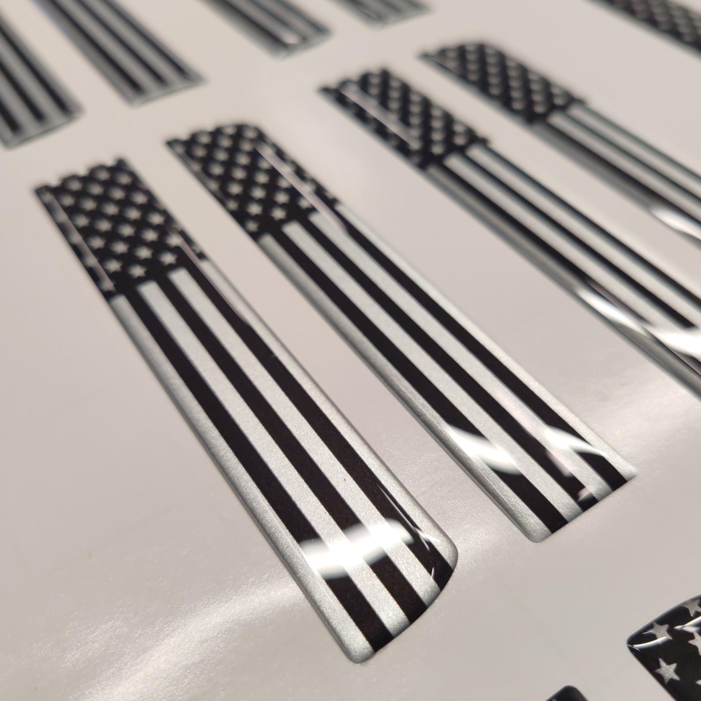 Tremor 3D Aftermarket Replacement Fender Decals for 2023 and 2024 Ford F250 or F350 Domed Decal 2pcs / Silver Resin Set / USA Flag Gray