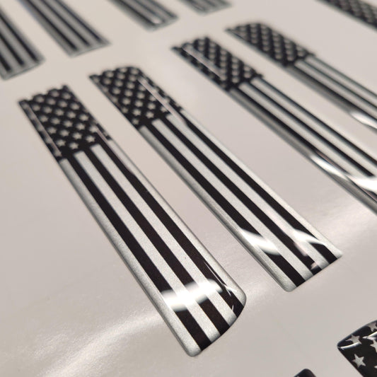 Tremor 3D Aftermarket Replacement Fender Decals for 2023 and 2024 Ford F250 or F350 Domed Decal 2pcs / Silver Resin Set / USA Flag Gray