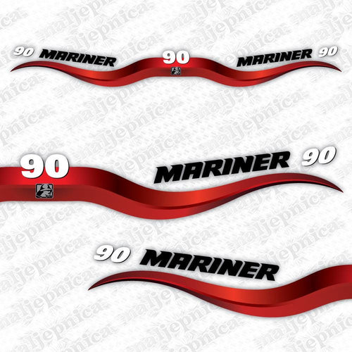 Mariner 90 (2003-2012) Aftermarket Replacement Outboard Decal Sticker Set
