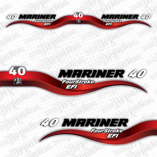 Mariner 40 Four Stroke EFI (2003-2012) Aftermarket Replacement Outboard Decal Sticker Set