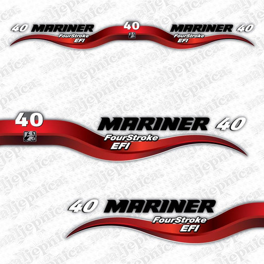 Mariner 40 Four Stroke EFI (2003-2012) Aftermarket Replacement Outboard Decal Sticker Set