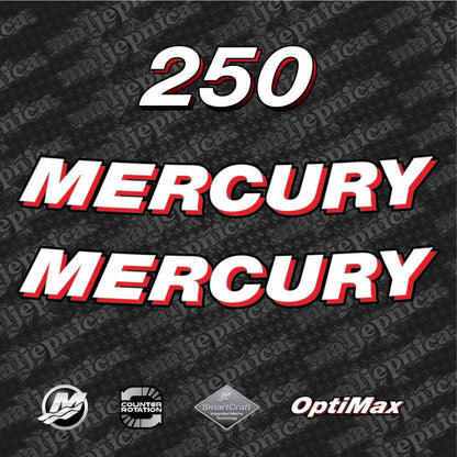 Mercury 250 Optimax Aftermarket Replacement 2006-2012 (VAL) outboard decal sticker set