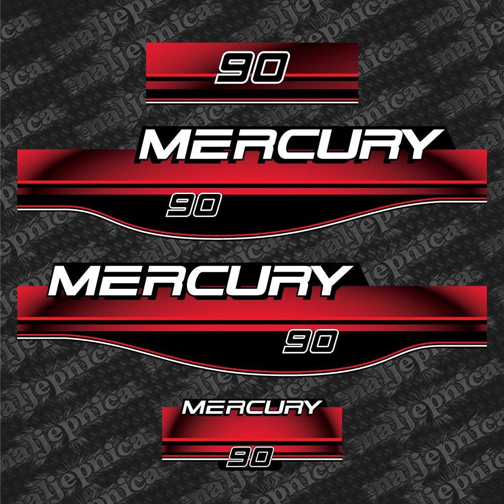 Mercury 90 Aftermarket Replacement Decals 1994-1998 Outboard sticker set