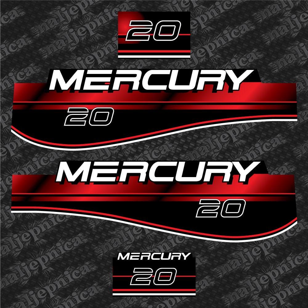 Mercury 20 Aftermarket Replacement Decals 1994-1998 Outboard sticker set